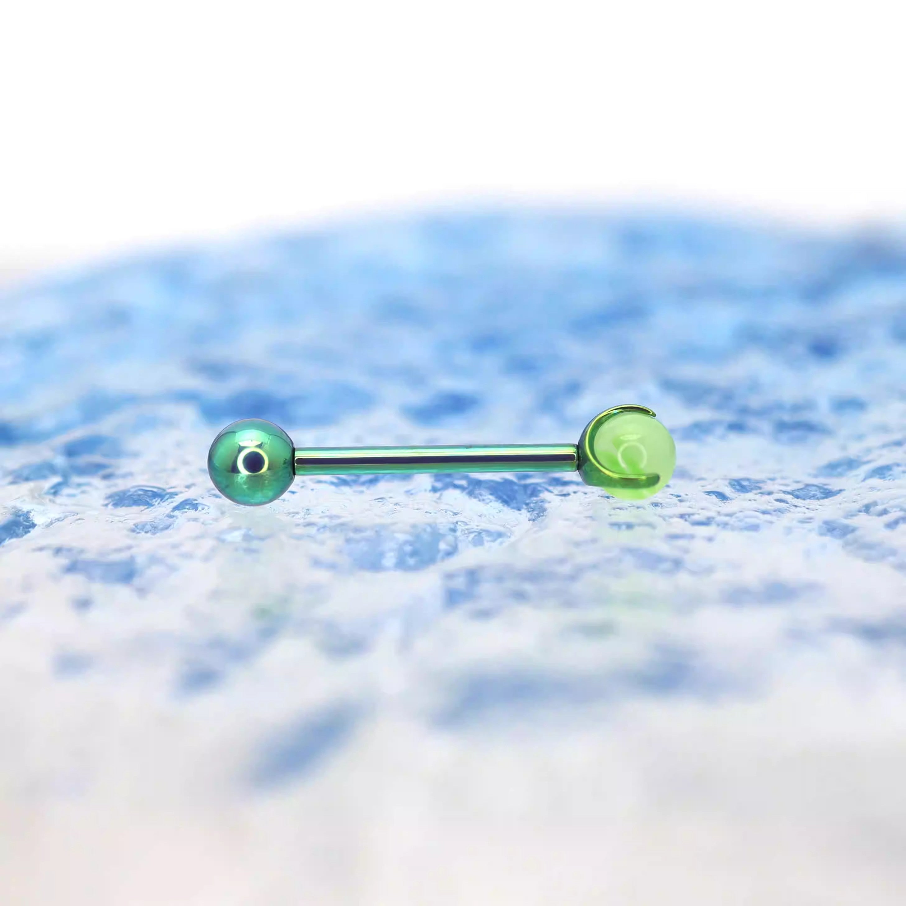 14G Titanium CZ Internally Threaded Barbell - 14G Titanium CZ Internally Threaded Barbell - Neon Green / 4mm by CRUXJEWELRY
