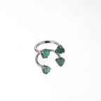 Colorful Dragon Claw CZ Stainless Steel Horseshoe Ring - Colorful Dragon Claw CZ Stainless Steel Horseshoe Ring - Green / 8mm by CRUXJEWELRY