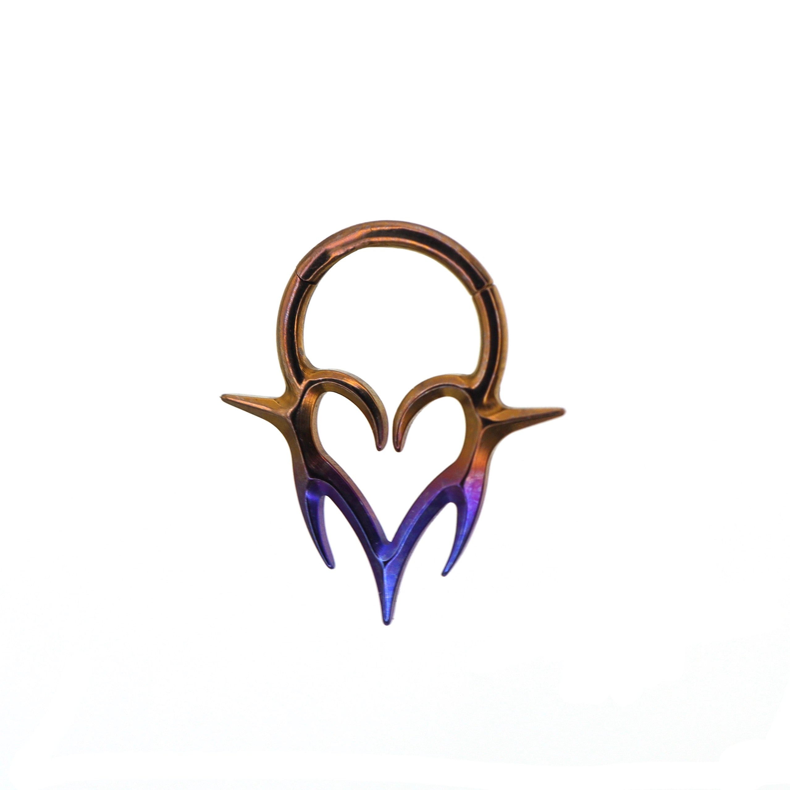 Colorful Heart-shaped Flame Segment Hoop - Colorful Heart-shaped Flame Segment Hoop - Purple-Brown Gradient / 8 mm by CRUXJEWELRY