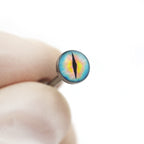 Resin Oil Slick Eye Pupil tongue stud - Resin Oil Slick Eye Pupil tongue stud - Bright Yellow / 10 mm / 1.2mm/16G by CRUXJEWELRY