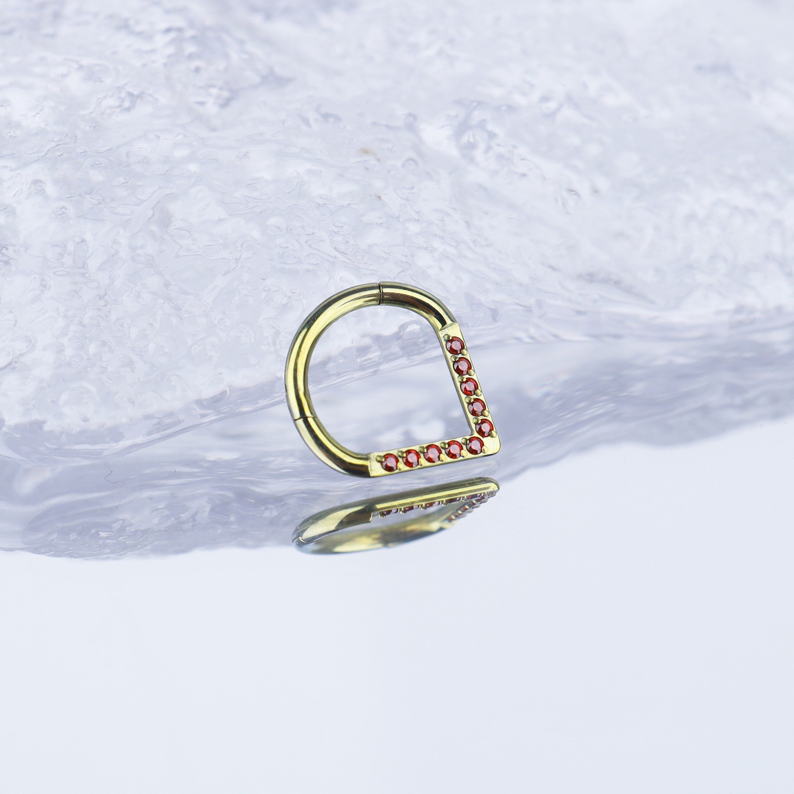 Teardrop CZ Titanium Segment Hoop - Teardrop CZ Titanium Segment Hoop - Yellow / 8 mm by CRUXJEWELRY