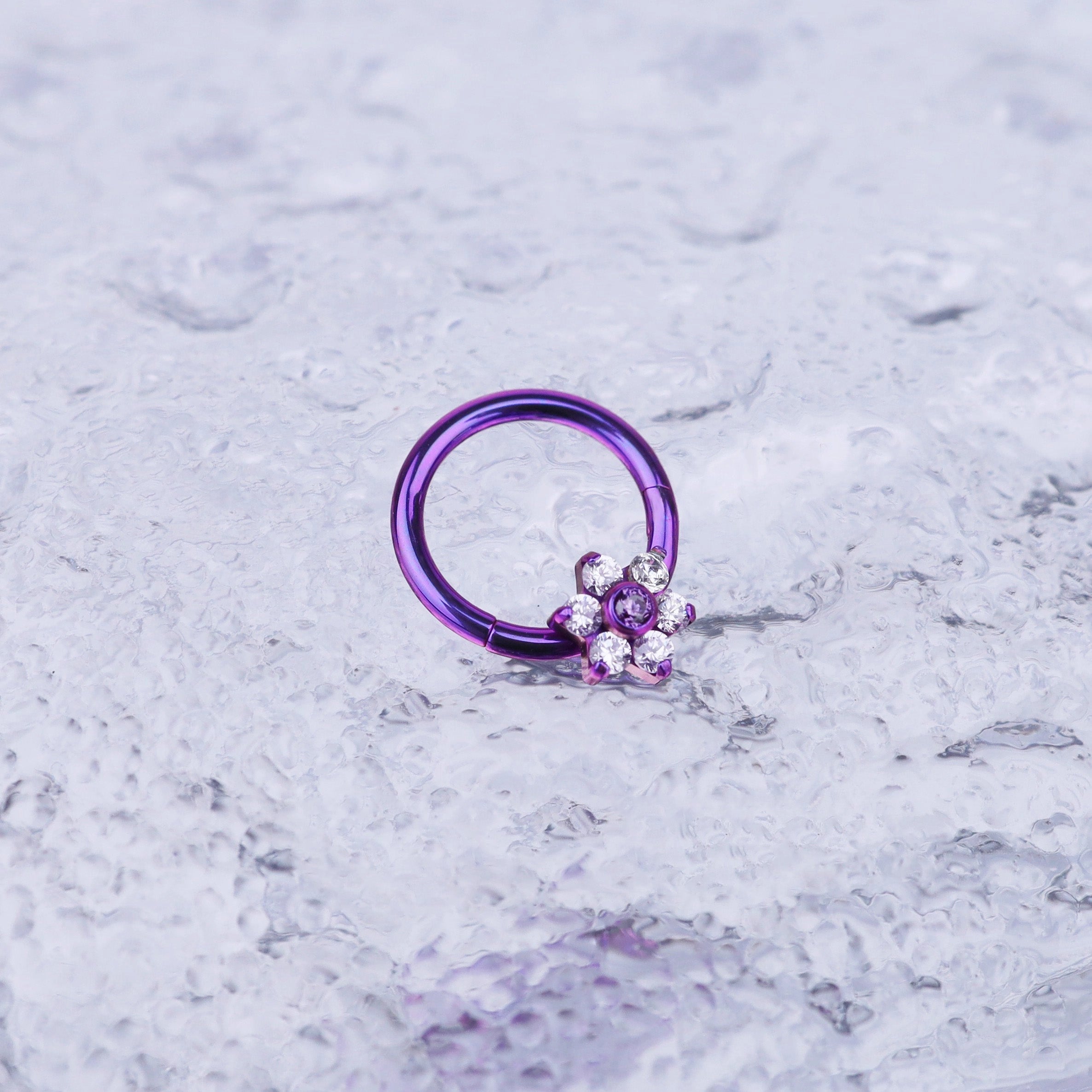Iridescent Six-Flower Septum Clicker - Iridescent Six-Flower Septum Clicker - Purple by CRUXJEWELRY