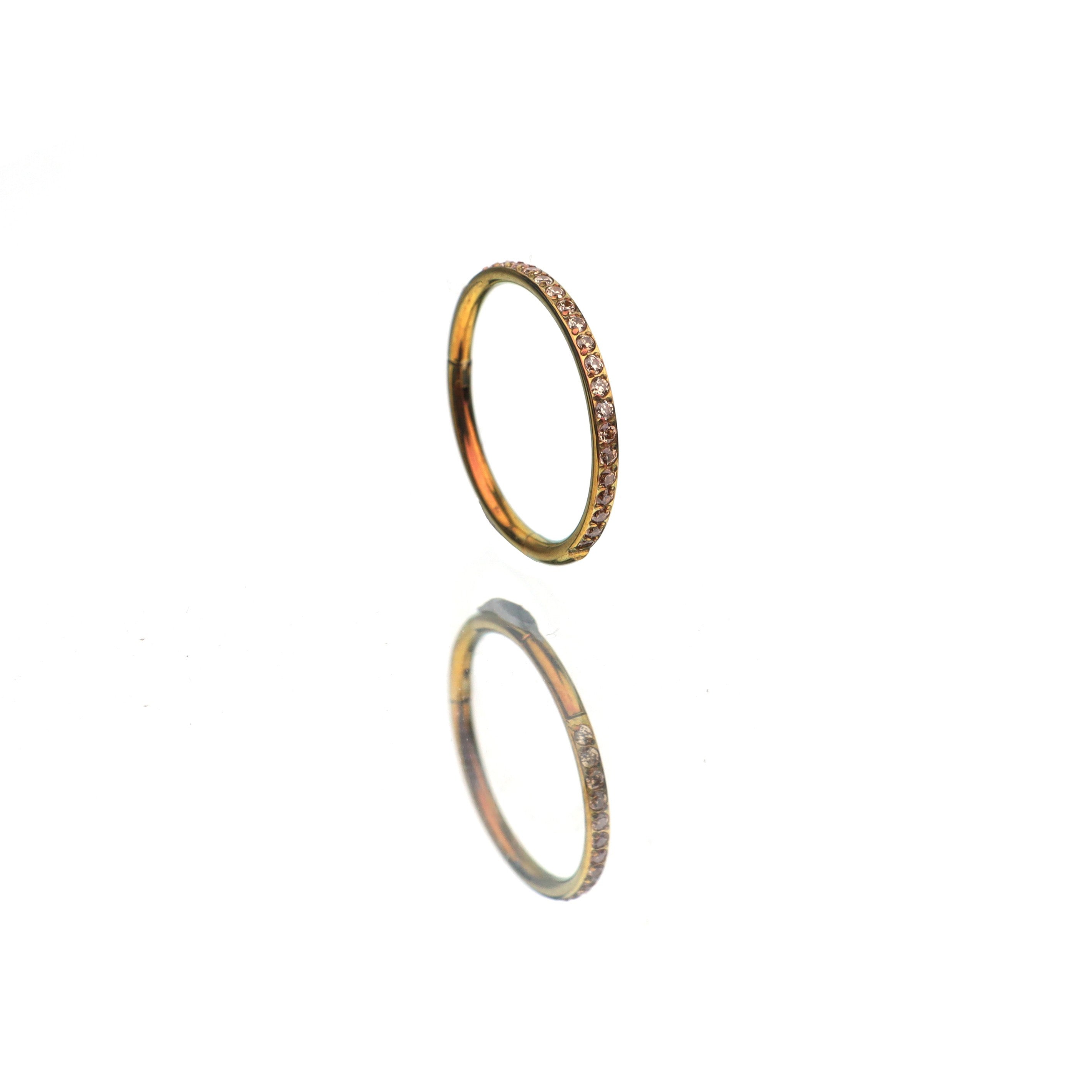 16G CZ Titanium Clicker Nose Ring - 16G CZ Titanium Clicker Nose Ring - Gold / 8mm by CRUXJEWELRY
