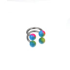 Colorful Acrylic Contrast Ball Horseshoe Ring - Colorful Acrylic Contrast Ball Horseshoe Ring - Light Blue-pink Gradient / 8 mm by CRUXJEWELRY