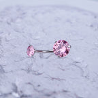 Round CZ Stainless Steel Belly Ring - Round CZ Stainless Steel Belly Ring - Pink / 6mm by CRUXJEWELRY
