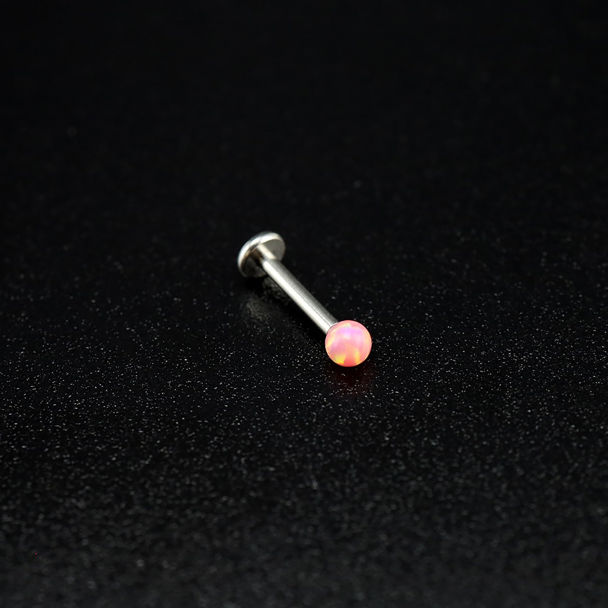 3mm Opal Internal Thread Stainless Steel Labret Stud - 3mm Opal Internal Thread Stainless Steel Labret Stud - Light Pink / 6mm by CRUXJEWELRY
