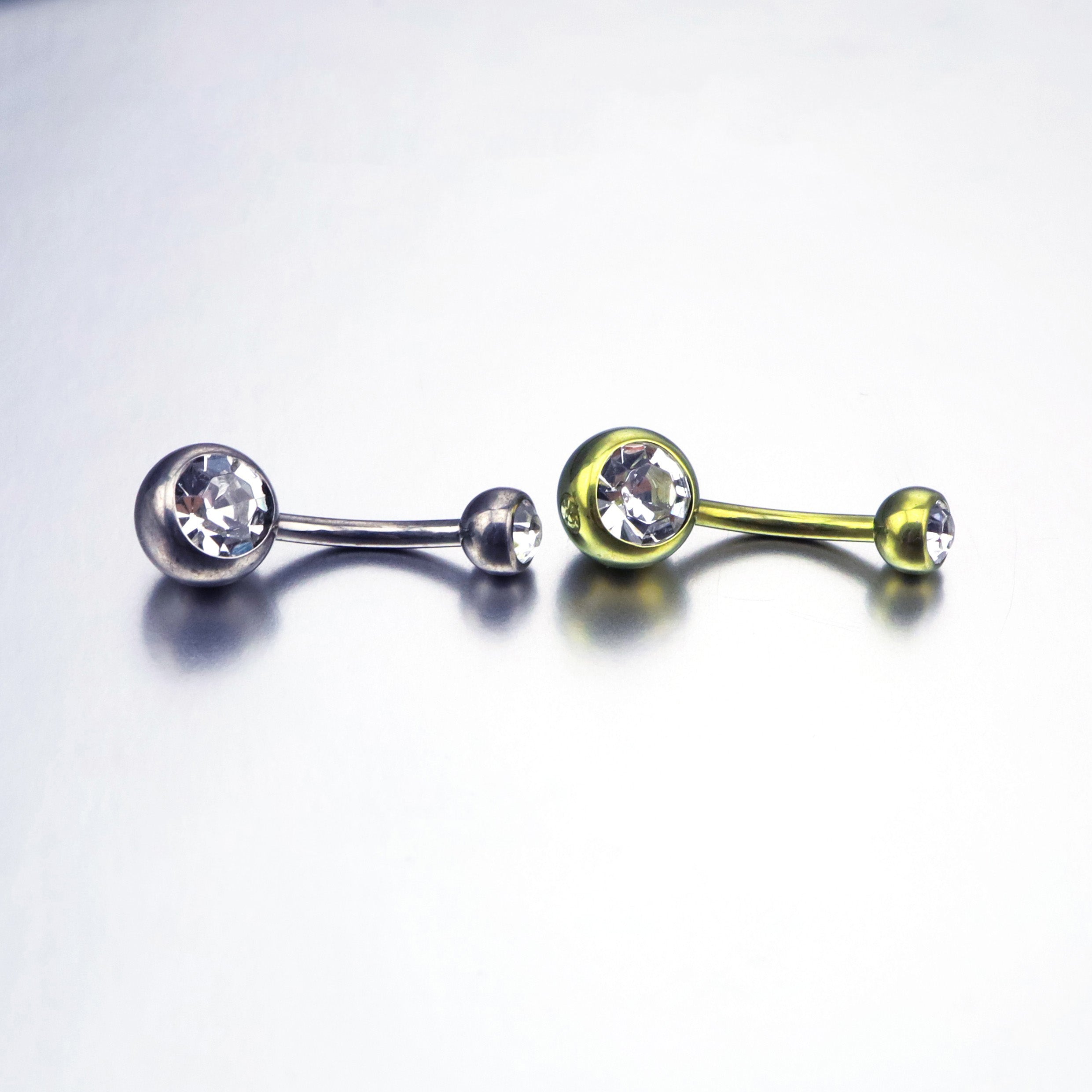 CZ Crystal Titanium Belly Ring - CZ Crystal Titanium Belly Ring - Yellow / 6 mm by CRUXJEWELRY