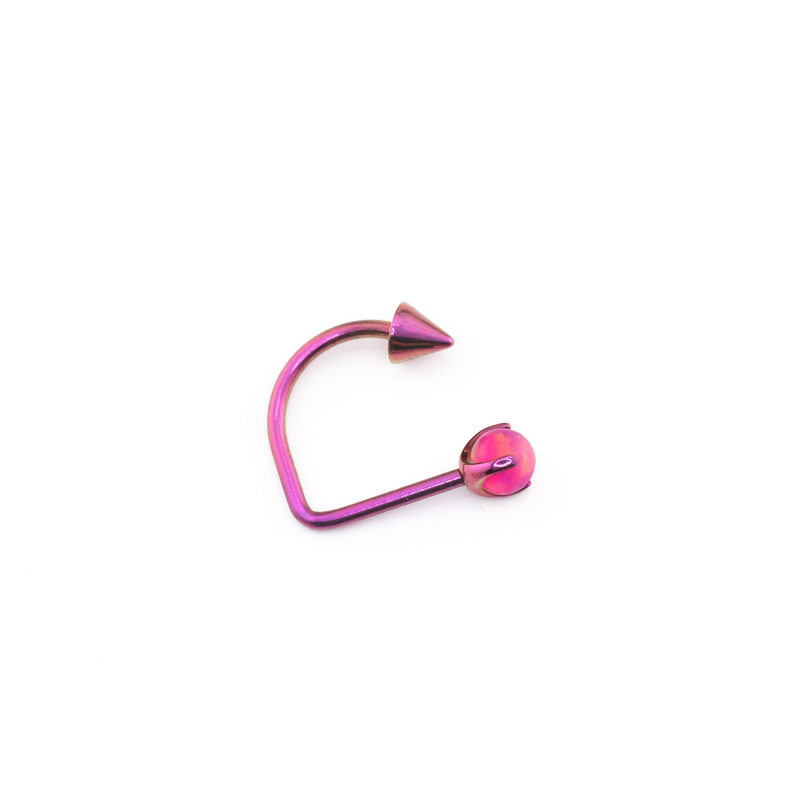 16G Opal Spike Titanium U-Ring - 16G Opal Spike Titanium U-Ring - Neon Pink / 8mm by CRUXJEWELRY