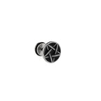 Punk Pentagram Externally Threaded Stainless Steel Ear Studs - Punk Pentagram Externally Threaded Stainless Steel Ear Studs - Black by CRUXJEWELRY