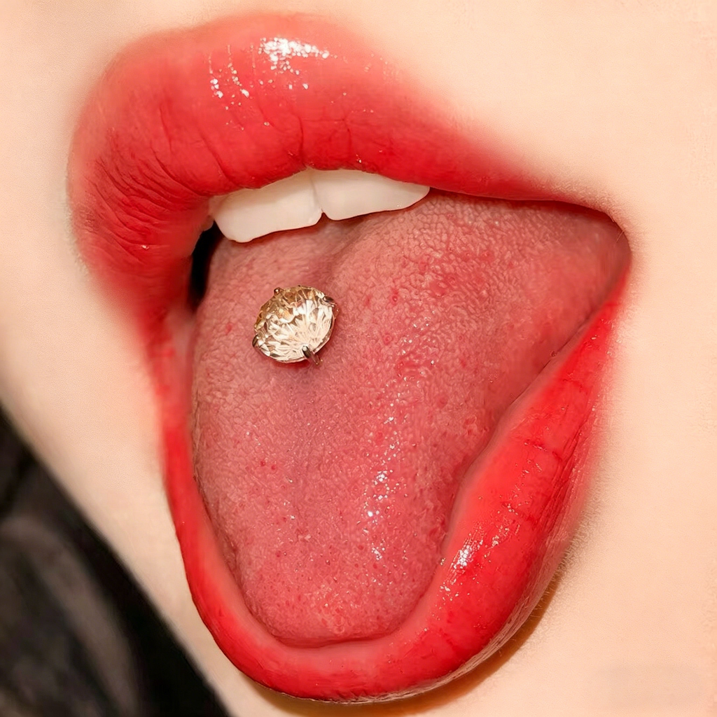 Piercing de langue en titane et tourmaline dégradée CZ 