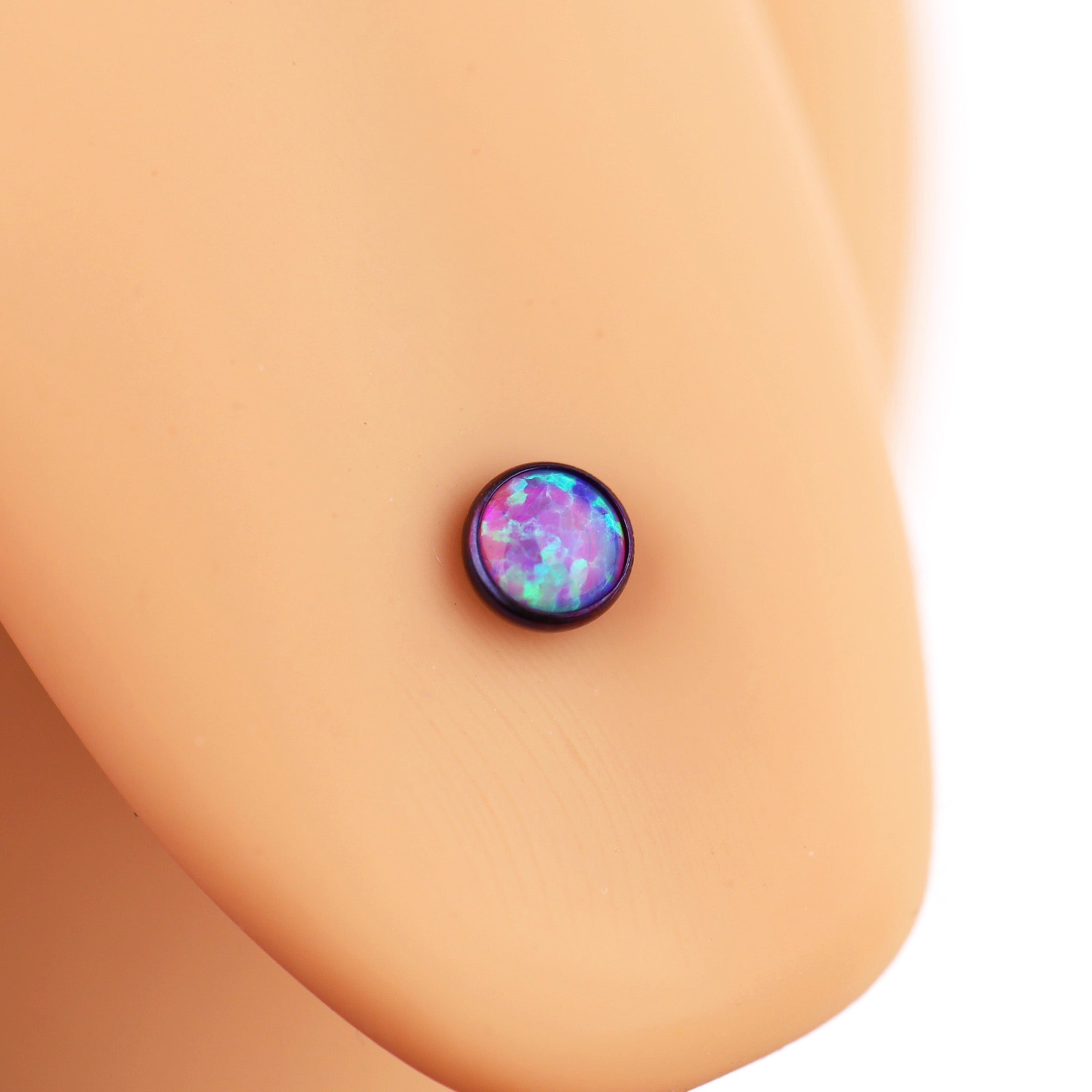 Flat Opal Titanium Internally Threaded Tongue Stud - Flat Opal Titanium Internally Threaded Tongue Stud - deep-purple / 12mm by CRUXJEWELRY