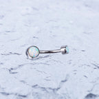 Opal internally threaded Titanium Belly Ring - Opal internally threaded Titanium Belly Ring - Pearl White by CRUXJEWELRY