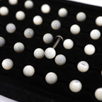 White butterfly shell pearl Internally Threaded Titanium Ear Studs - White butterfly shell pearl Internally Threaded Titanium Ear Studs - 6mm by CRUXJEWELRY