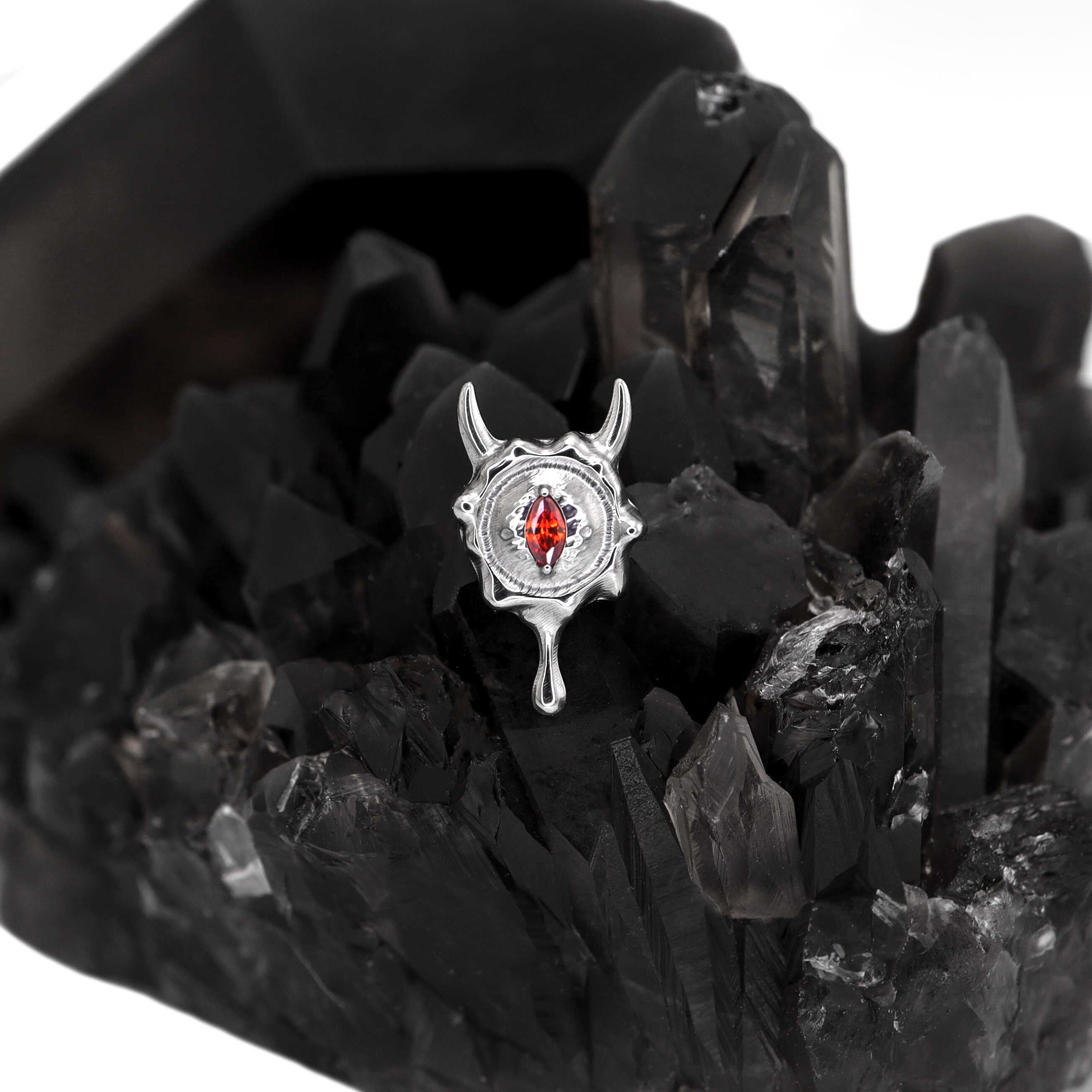 Engraved Evil Eye CZ Internally Threaded Titanium Studs - Engraved Evil Eye CZ Internally Threaded Titanium Studs - Sliver / 6mm by CRUXJEWELRY