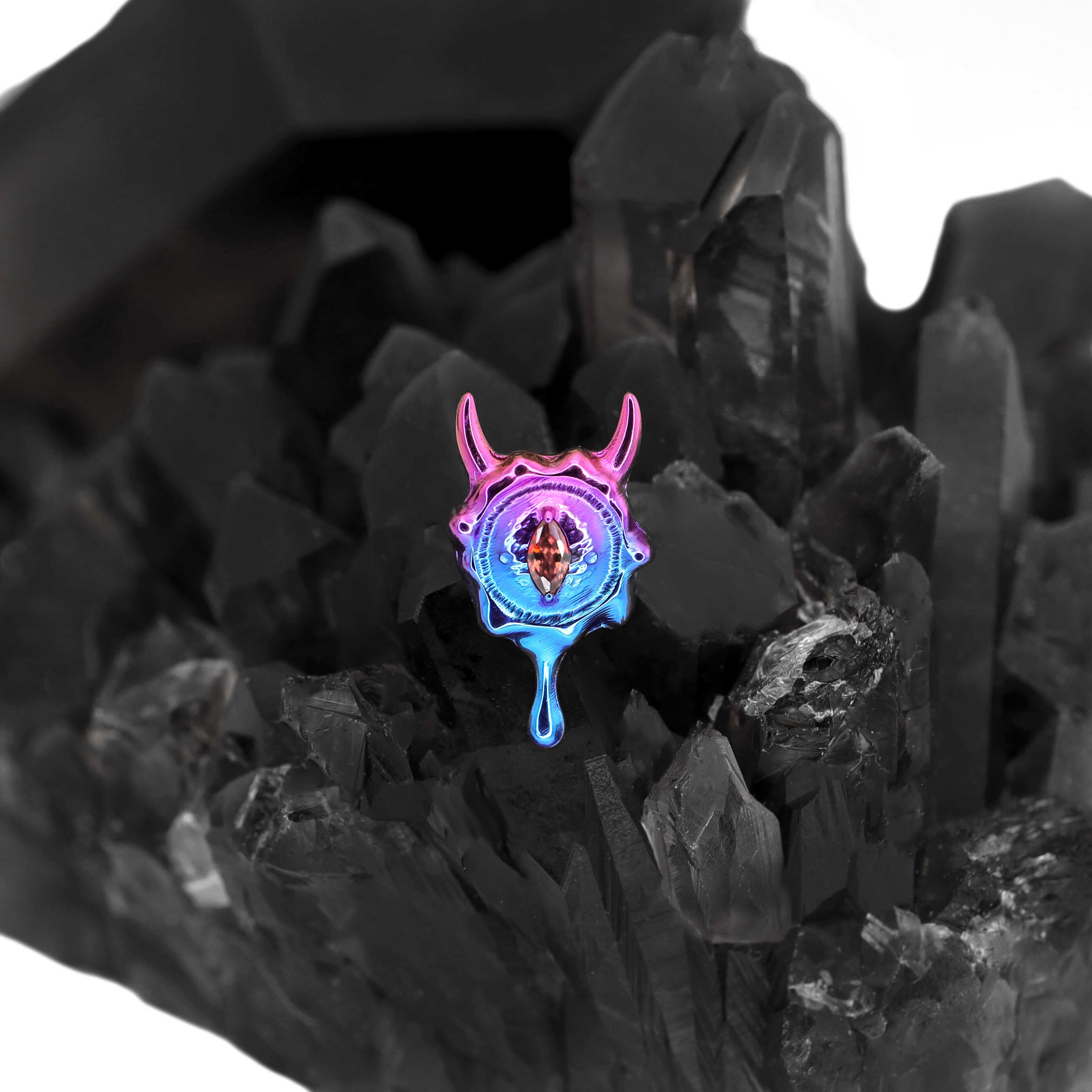 Engraved Evil Eye CZ Internally Threaded Titanium Studs - Engraved Evil Eye CZ Internally Threaded Titanium Studs - Sliver / 6mm by CRUXJEWELRY