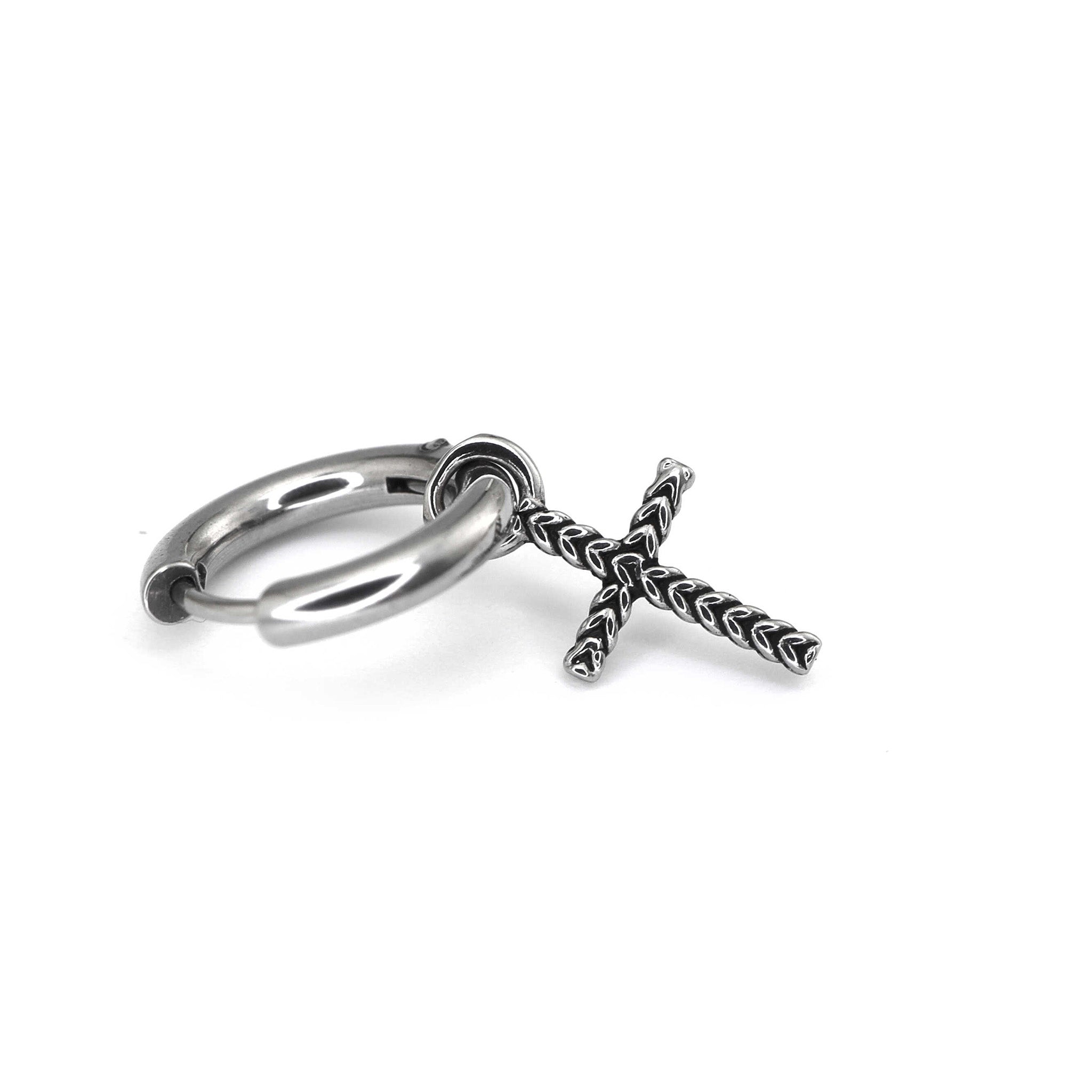 Woven Cross Pendant stainless steel Earrings - Woven Cross Pendant stainless steel Earrings - Single by CRUXJEWELRY