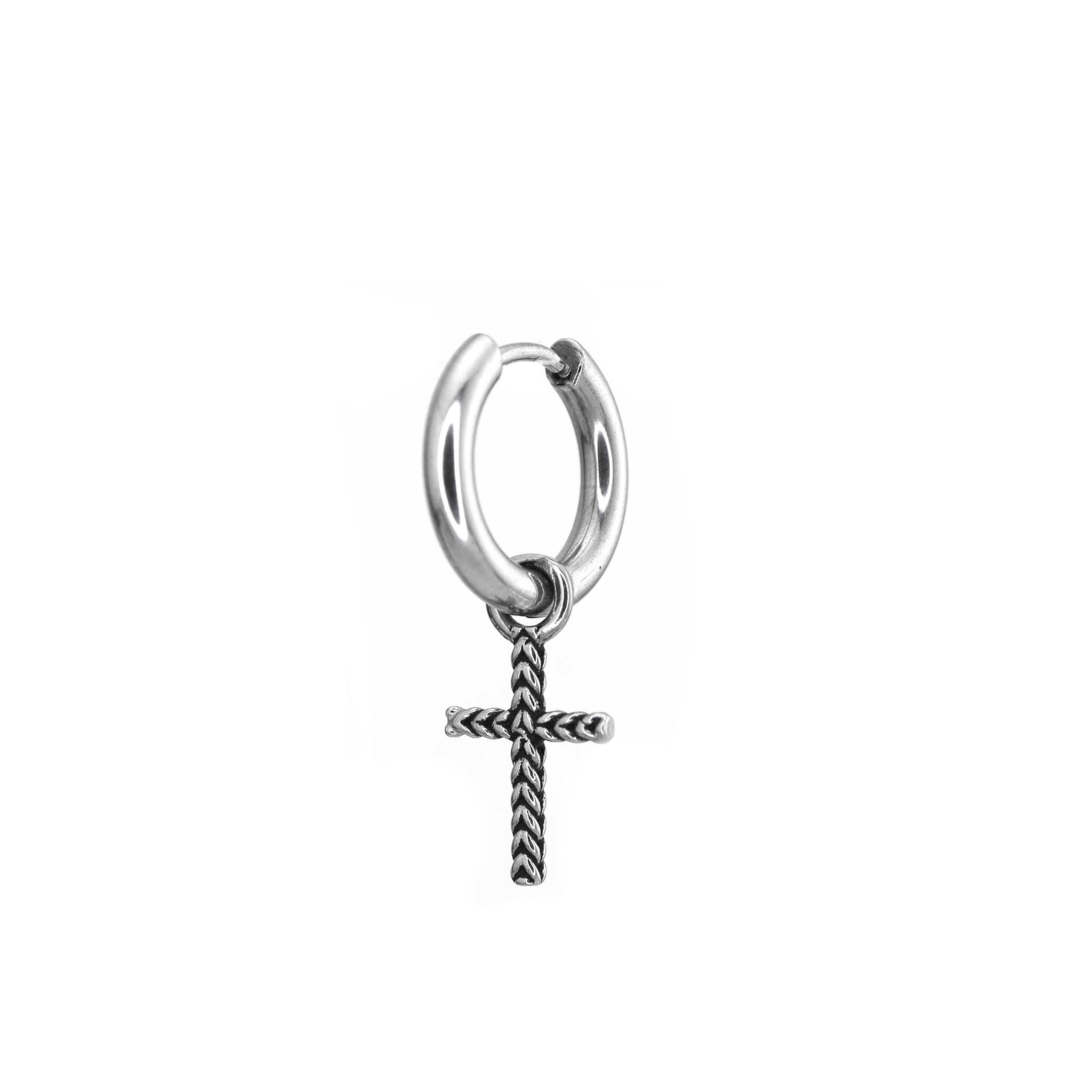 Woven Cross Pendant stainless steel Earrings - Woven Cross Pendant stainless steel Earrings - Single by CRUXJEWELRY