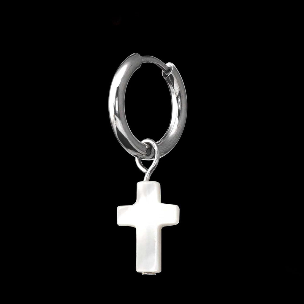 CRUX - MOP Cross Pendant stainless steel Earrings - CRUX - MOP Cross Pendant stainless steel Earrings - Single by CRUXJEWELRY