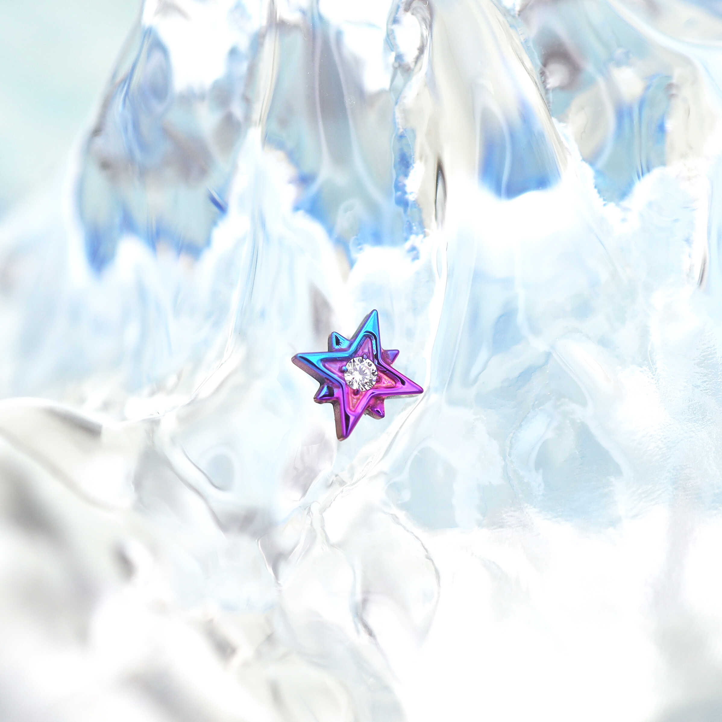 Octagram CZ Internally Threaded Titanium Studs - Octagram CZ Internally Threaded Titanium Studs - Silver / 6mm by CRUXJEWELRY