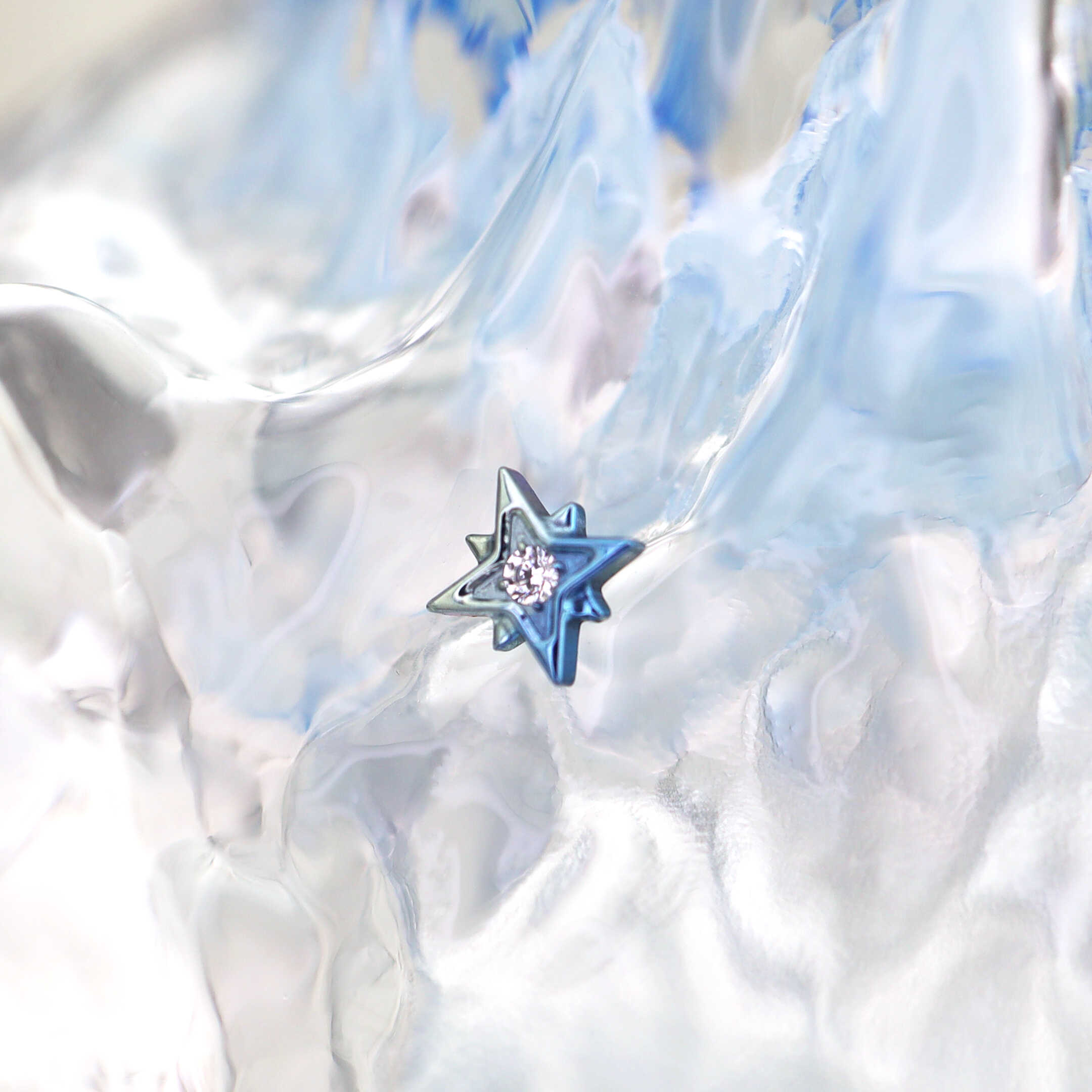 Octagram CZ Internally Threaded Titanium Studs - Octagram CZ Internally Threaded Titanium Studs - Silver / 6mm by CRUXJEWELRY