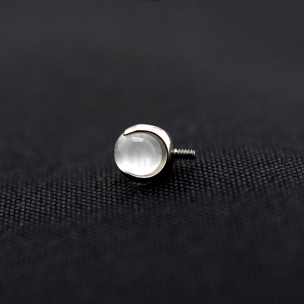 Translucent Cat's Eye Internally Threaded Titanium Studs - Translucent Cat's Eye Internally Threaded Titanium Studs - 6mm by CRUXJEWELRY