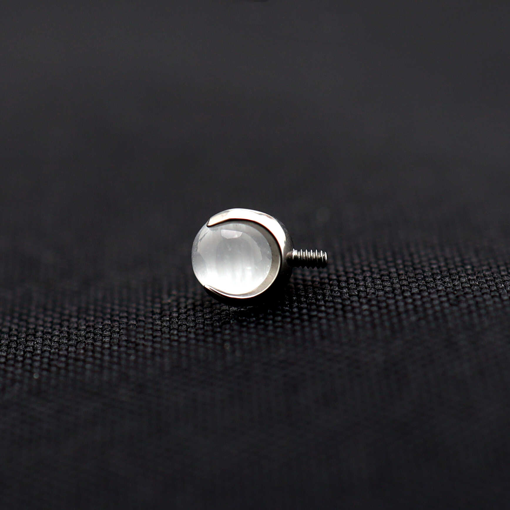 Translucent Cat's Eye Internally Threaded Titanium Studs - Translucent Cat's Eye Internally Threaded Titanium Studs - 6mm by CRUXJEWELRY