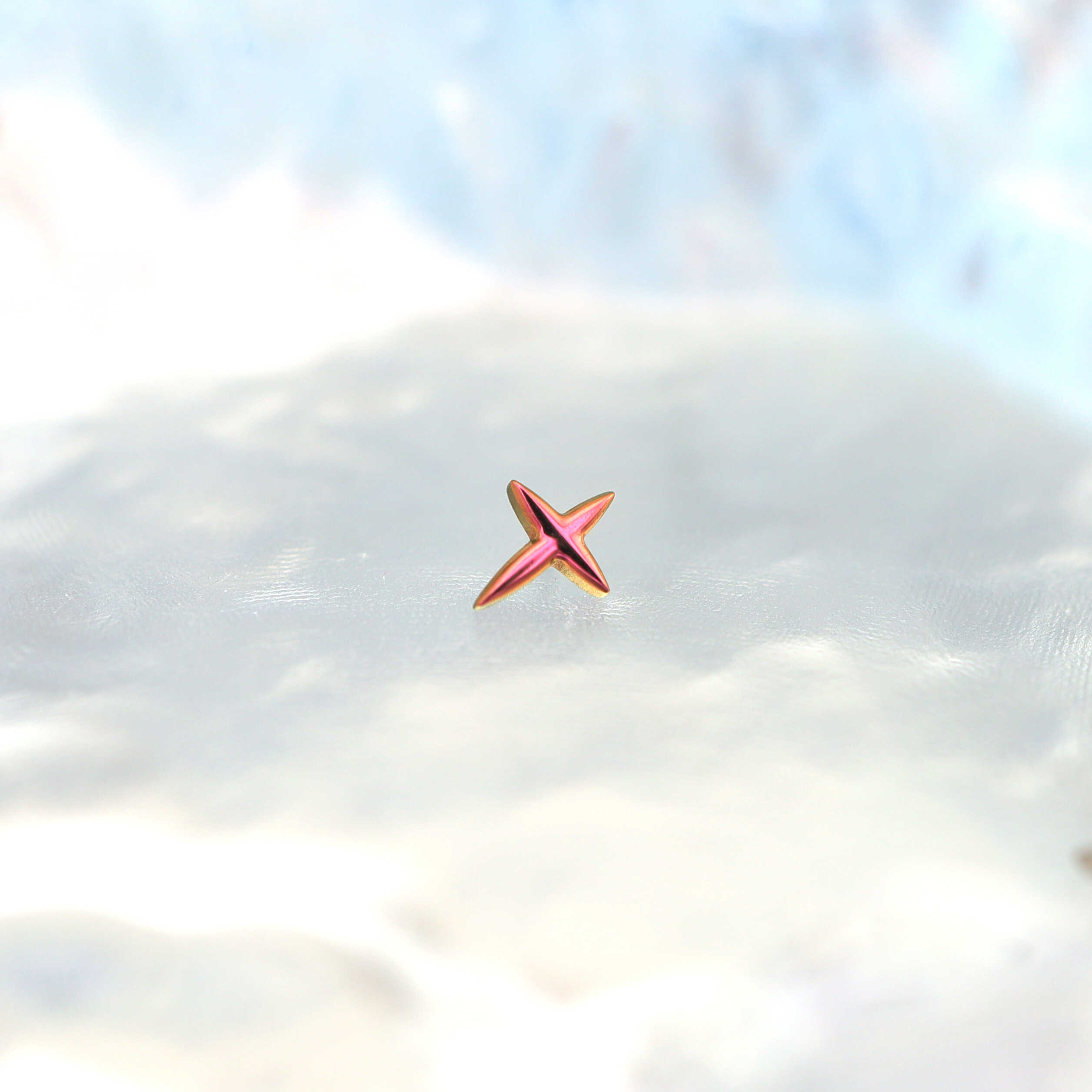 Minimalist Four-Point Star Internally Threaded Titanium Studs - Minimalist Four-Point Star Internally Threaded Titanium Studs - Gold / 6mm by CRUXJEWELRY