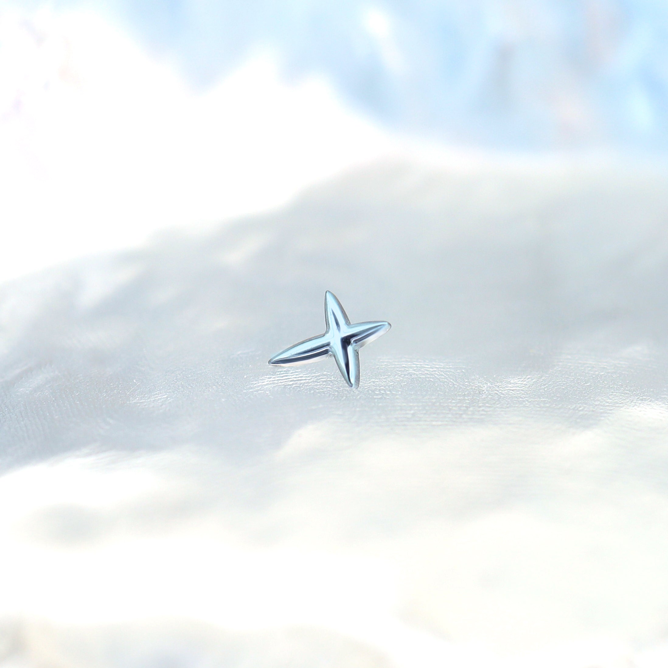 Minimalist Four-Point Star Internally Threaded Titanium Studs - Minimalist Four-Point Star Internally Threaded Titanium Studs - Gold / 6mm by CRUXJEWELRY