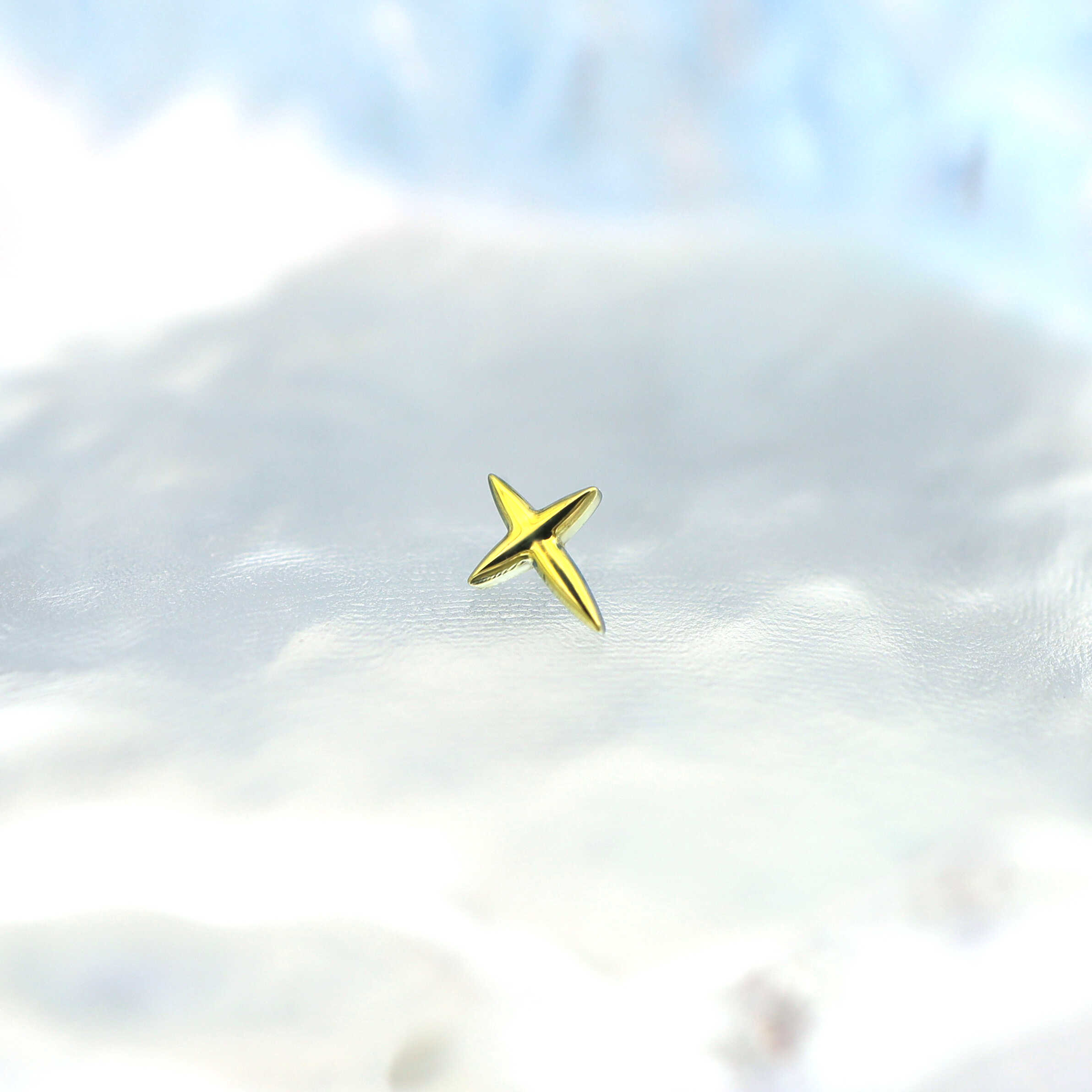 Minimalist Four-Point Star Internally Threaded Titanium Studs - Minimalist Four-Point Star Internally Threaded Titanium Studs - Gold / 6mm by CRUXJEWELRY