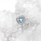 Micro-Pave Heart CZ Internally Threaded Titanium Studs - Micro-Pave Heart CZ Internally Threaded Titanium Studs - Blue / 6mm by CRUXJEWELRY