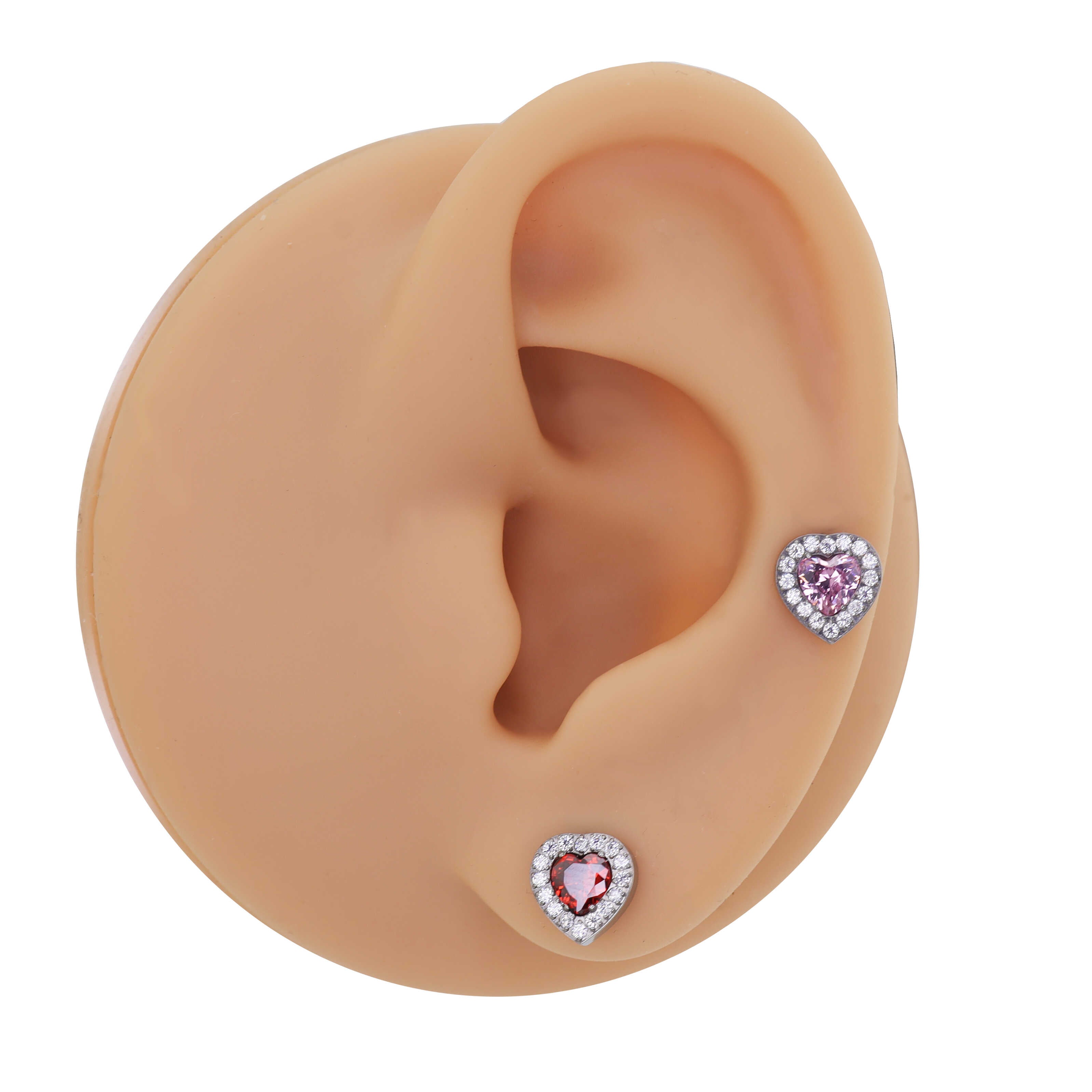 Micro-Pave Heart CZ Internally Threaded Titanium Studs - Micro-Pave Heart CZ Internally Threaded Titanium Studs - AB Coating / 6mm by CRUXJEWELRY