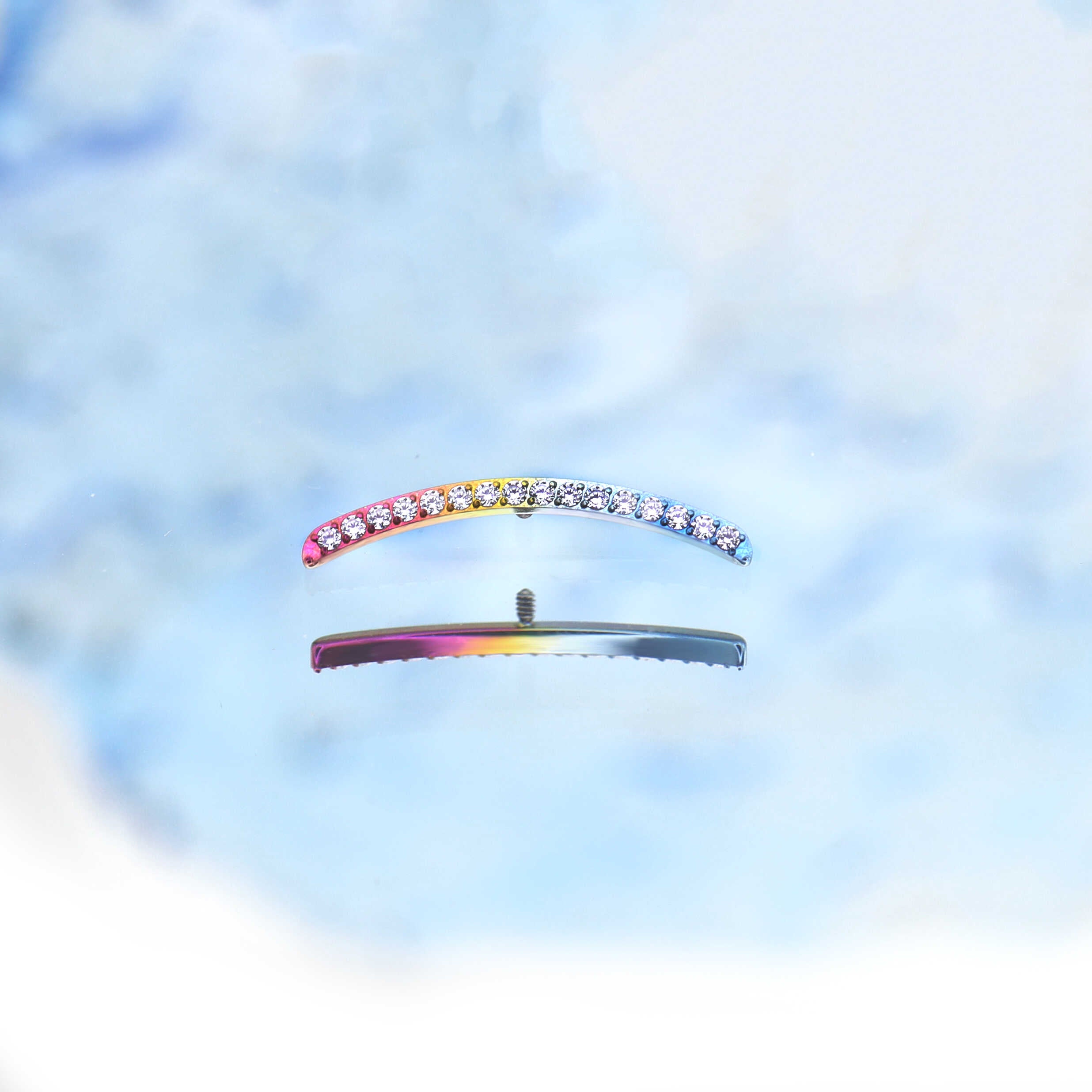 Curved CZ Titanium Tragus Studs - Curved CZ Titanium Tragus Studs - Sliver / 6mm by CRUXJEWELRY