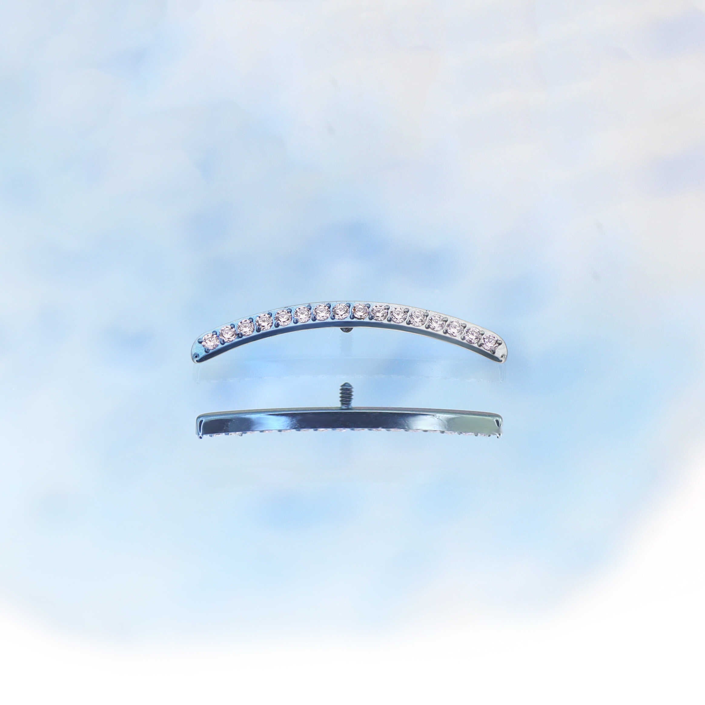 Curved CZ Titanium Tragus Studs - Curved CZ Titanium Tragus Studs - Sliver / 6mm by CRUXJEWELRY