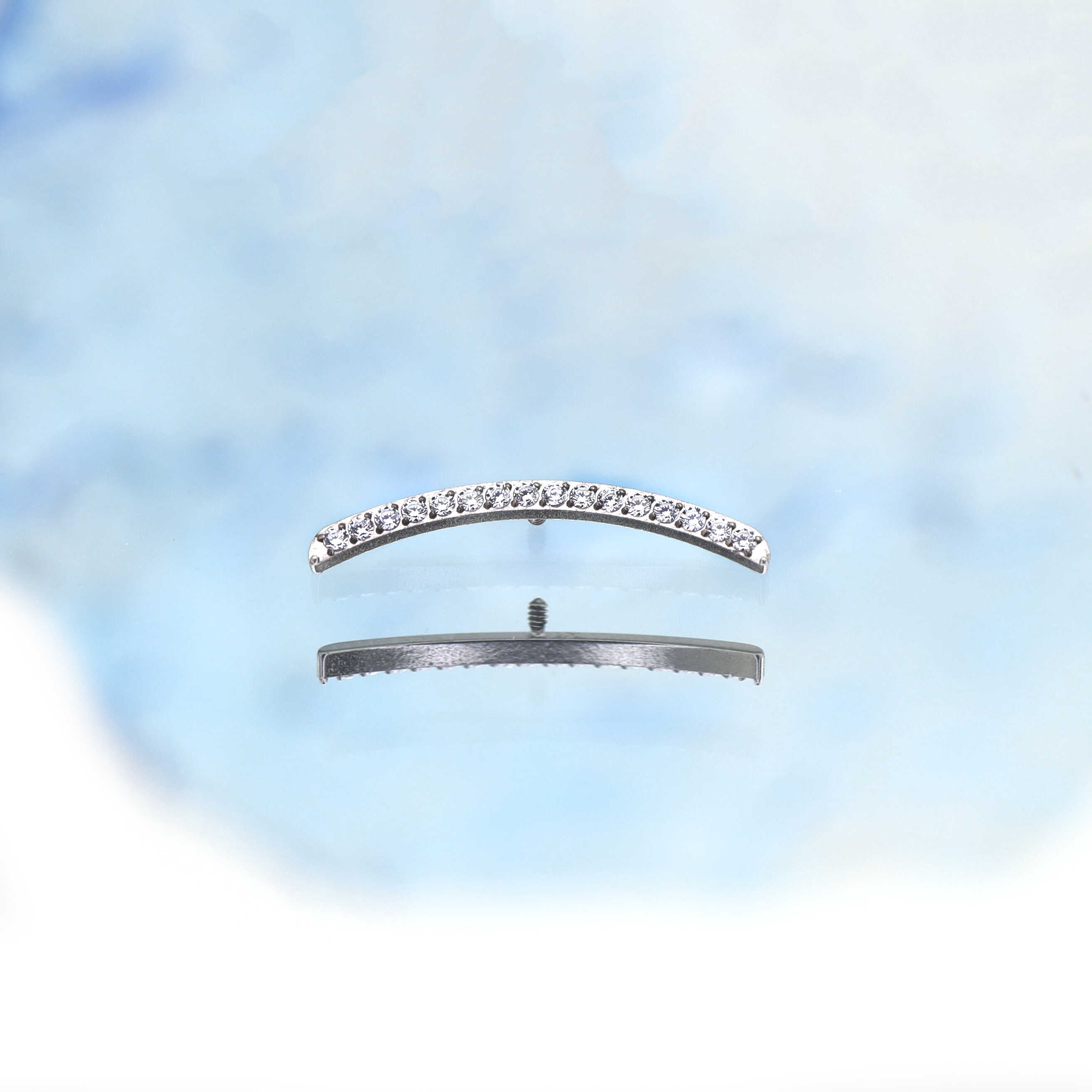 Curved CZ Titanium Tragus Studs - Curved CZ Titanium Tragus Studs - Sliver / 6mm by CRUXJEWELRY