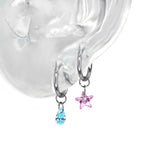 Basic Rainbow CZ Pendant Titanium Segment Hoop - Basic Rainbow CZ Pendant Titanium Segment Hoop - Radiant White / Pentacle / 6mm by CRUXJEWELRY