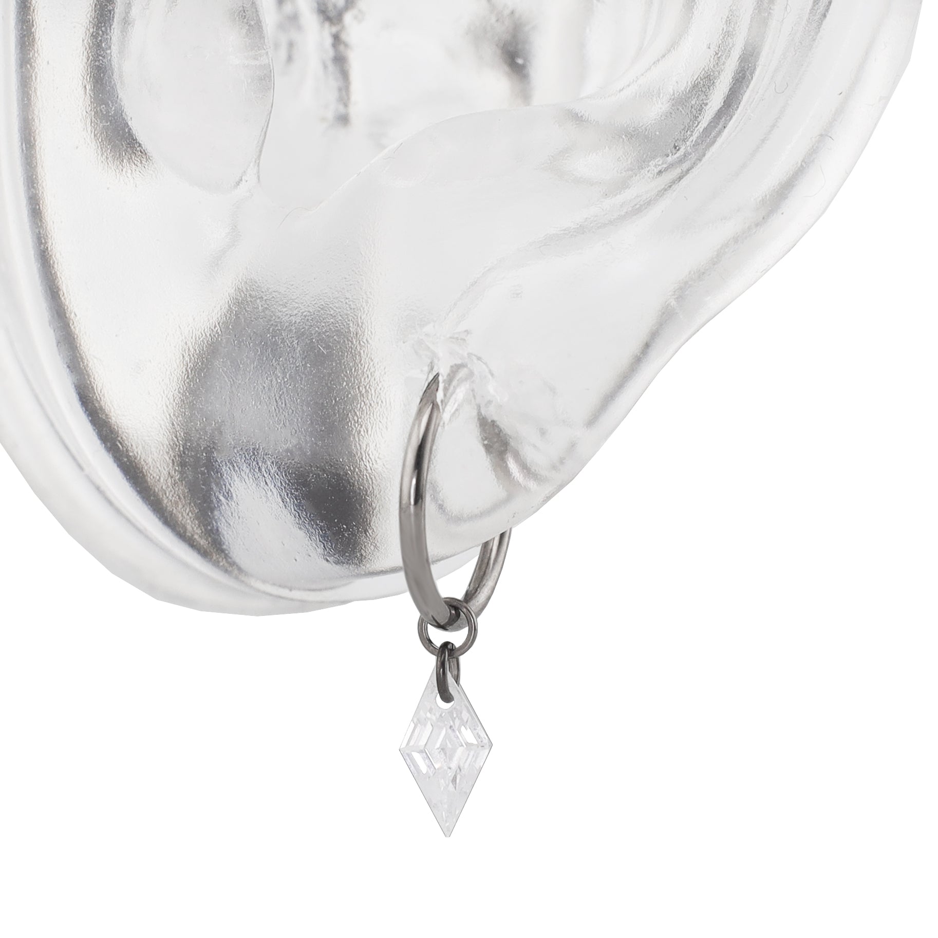 Basic Rainbow CZ Pendant Titanium Segment Hoop - Basic Rainbow CZ Pendant Titanium Segment Hoop - Radiant White / Pentacle / 6mm by CRUXJEWELRY