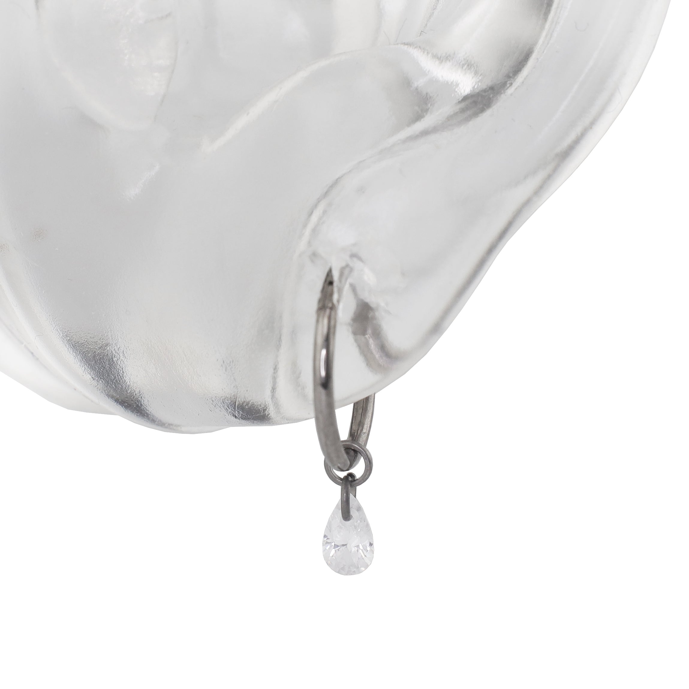 Basic Rainbow CZ Pendant Titanium Segment Hoop - Basic Rainbow CZ Pendant Titanium Segment Hoop - Radiant White / Pentacle / 6mm by CRUXJEWELRY