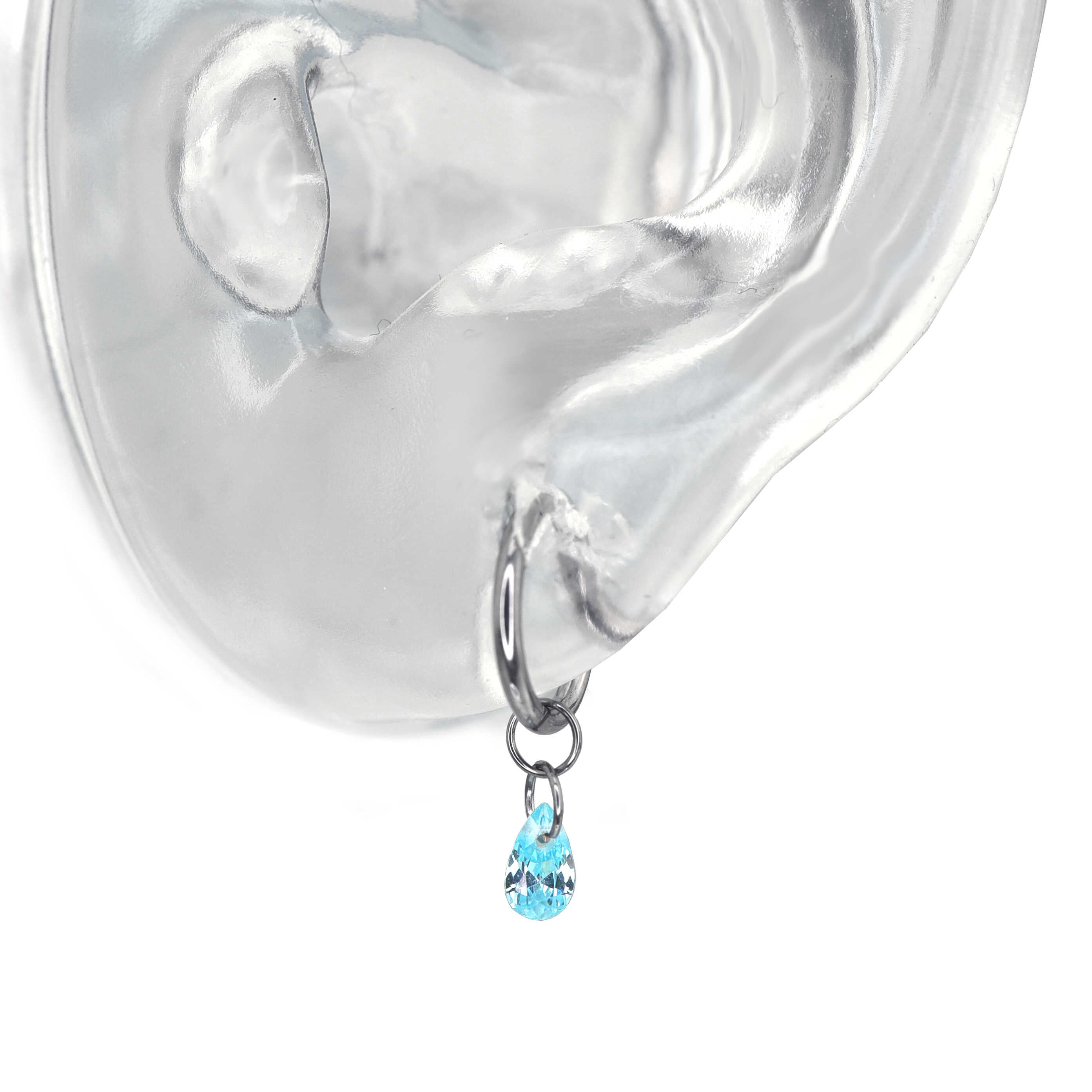 Basic Rainbow CZ Pendant Titanium Segment Hoop - Basic Rainbow CZ Pendant Titanium Segment Hoop - Radiant White / Pentacle / 6mm by CRUXJEWELRY