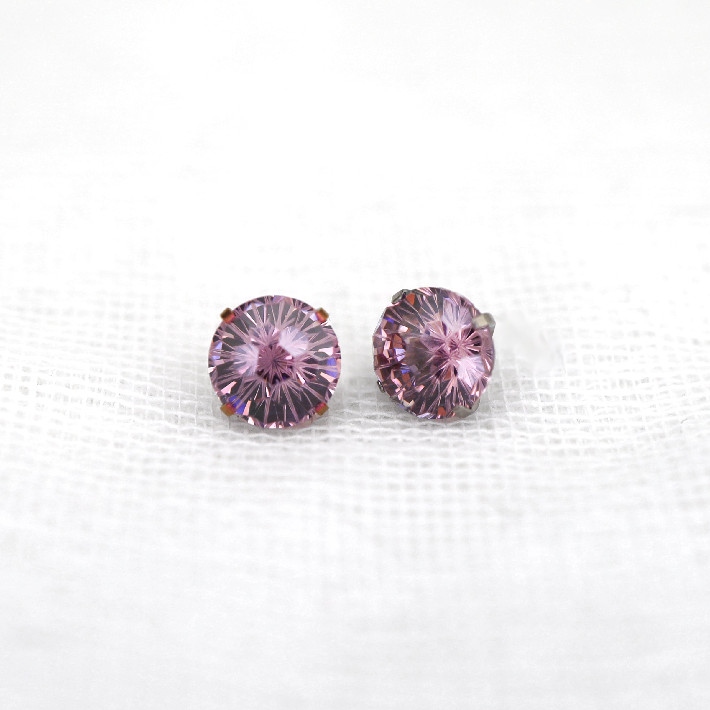 Purple Firework-Cut CZ Internally Threaded Titanium Studs - Purple Firework-Cut CZ Internally Threaded Titanium Studs - Purple / 6mm by CRUXJEWELRY