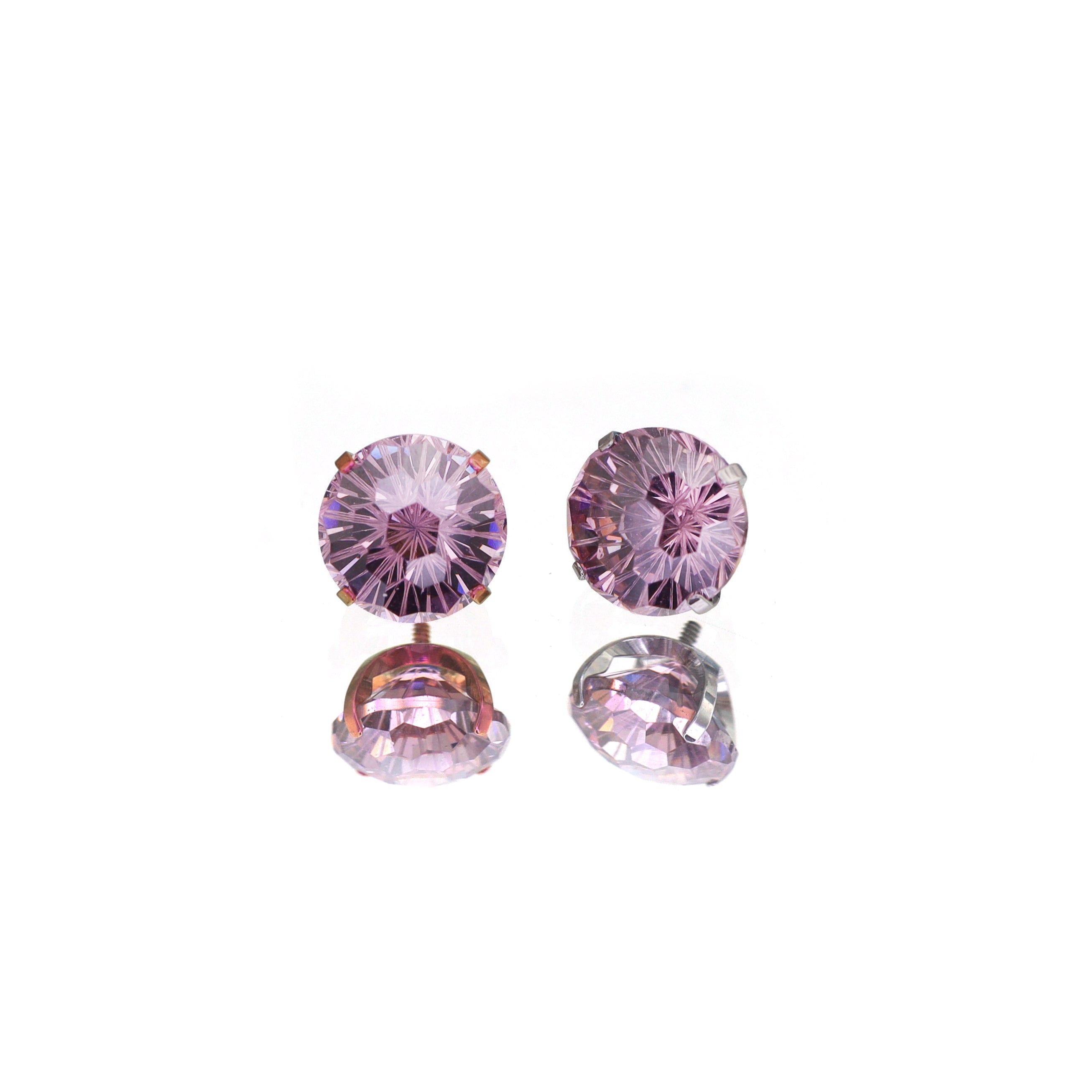 Purple Firework-Cut CZ Internally Threaded Titanium Studs - Purple Firework-Cut CZ Internally Threaded Titanium Studs - Deep Purple / 6mm by CRUXJEWELRY