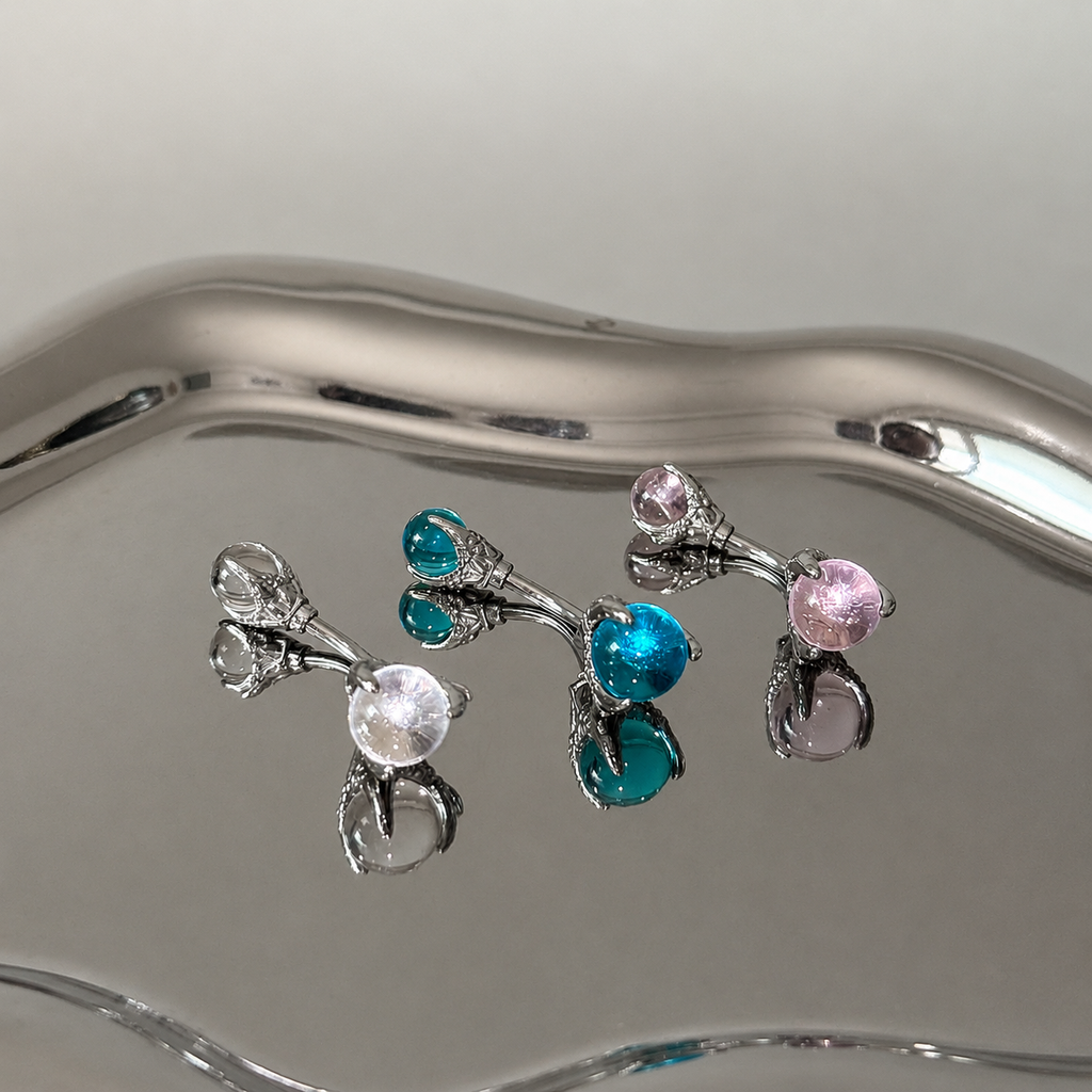 Crystal Orb Titanium Belly Ring