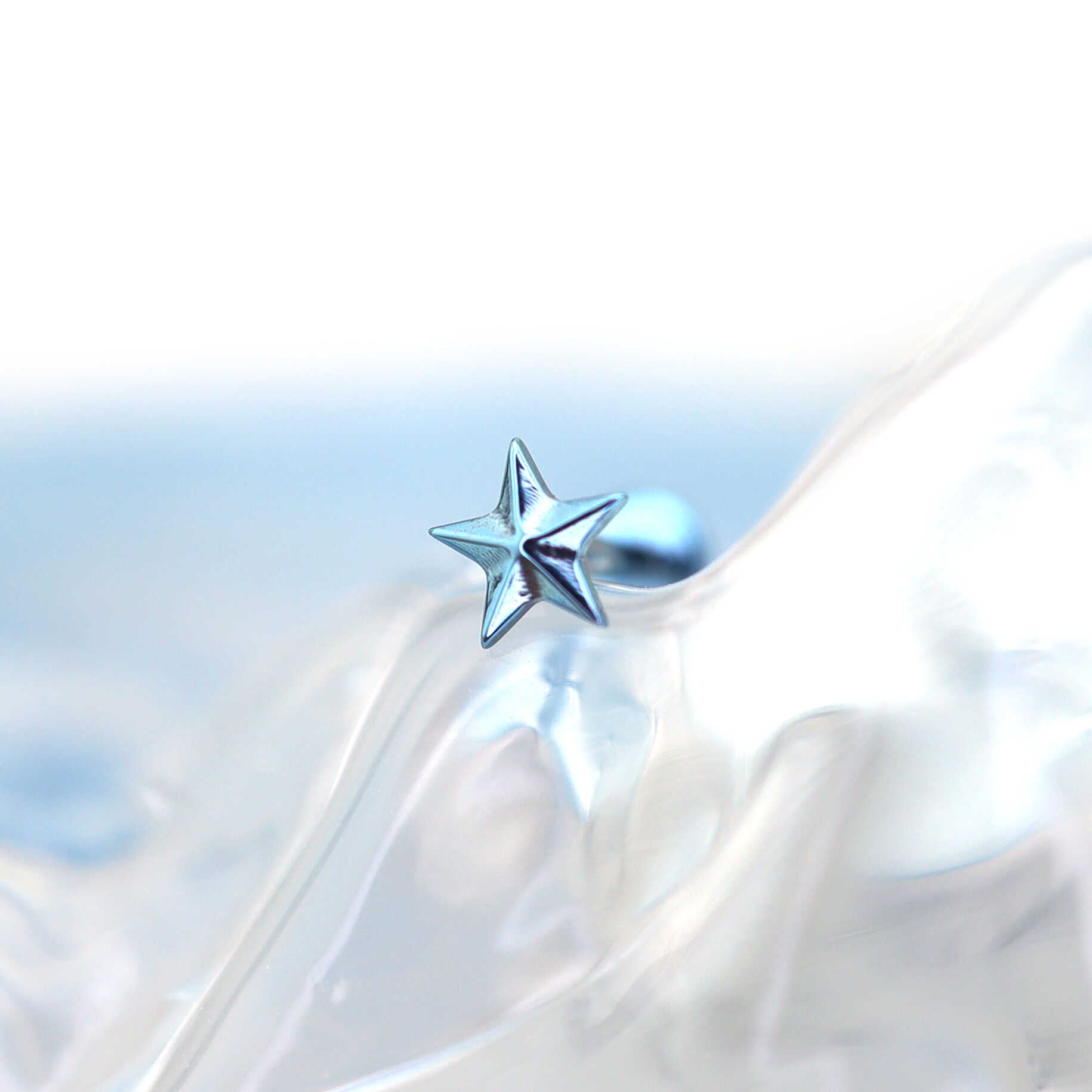 3D Engraved Pentagram Internally Threaded Titanium Studs - 3D Engraved Pentagram Internally Threaded Titanium Studs - Blue / 6mm by CRUXJEWELRY