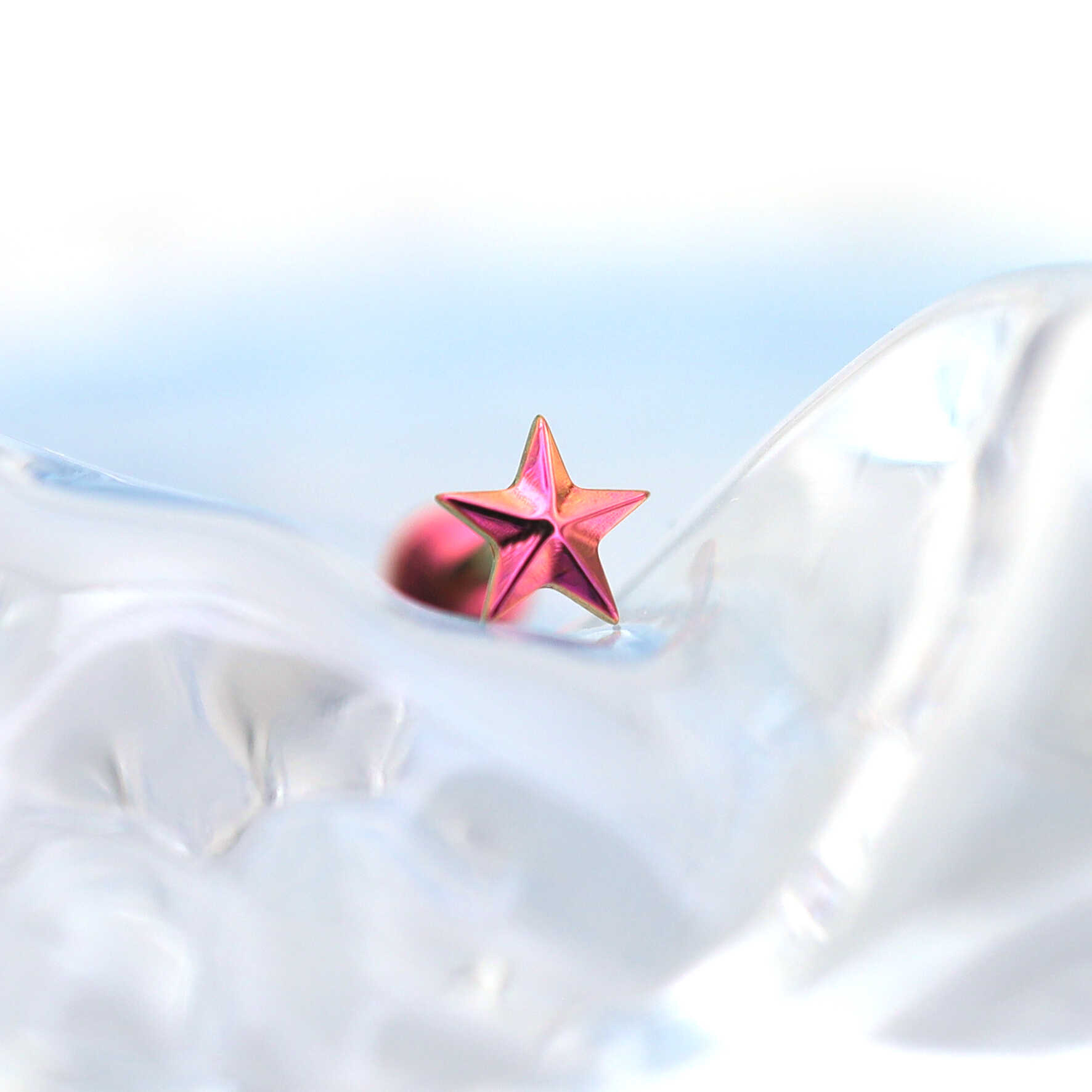 3D Engraved Pentagram Internally Threaded Titanium Studs - 3D Engraved Pentagram Internally Threaded Titanium Studs - Pink / 6mm by CRUXJEWELRY