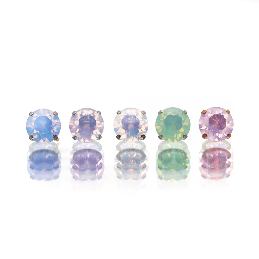 Luxury Matte Titanium Opal Studs - Luxury Matte Titanium Opal Studs - Light Blue / 4mm / 6mm by CRUXJEWELRY