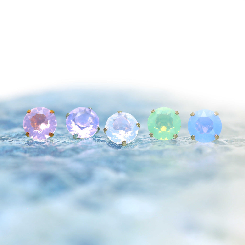 Luxury Matte Titanium Opal Studs - Luxury Matte Titanium Opal Studs - Light Blue / 4mm / 6mm by CRUXJEWELRY