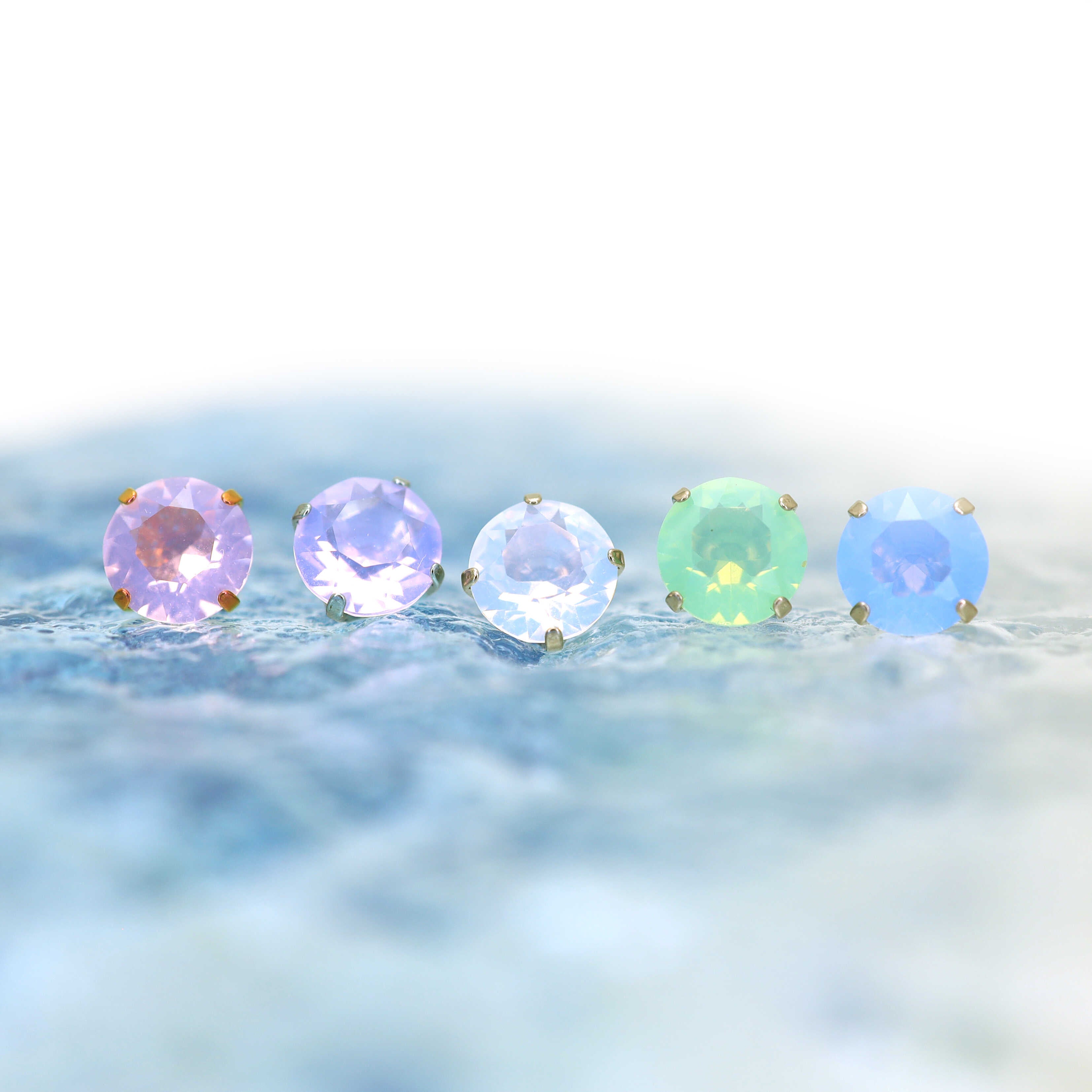 Luxury Matte Titanium Opal Studs - Luxury Matte Titanium Opal Studs - Light Blue / 4mm / 6mm by CRUXJEWELRY