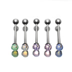 Pastel CZ Titanium barbell Tongue stud - Pastel CZ Titanium barbell Tongue stud - Mist Blue / 10mm by CRUXJEWELRY