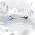 Pastel CZ Titanium barbell Tongue stud - Pastel CZ Titanium barbell Tongue stud - Mist Blue / 10mm by CRUXJEWELRY