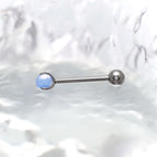 Pastel CZ Titanium barbell Tongue stud - Pastel CZ Titanium barbell Tongue stud - Mist Blue / 10mm by CRUXJEWELRY
