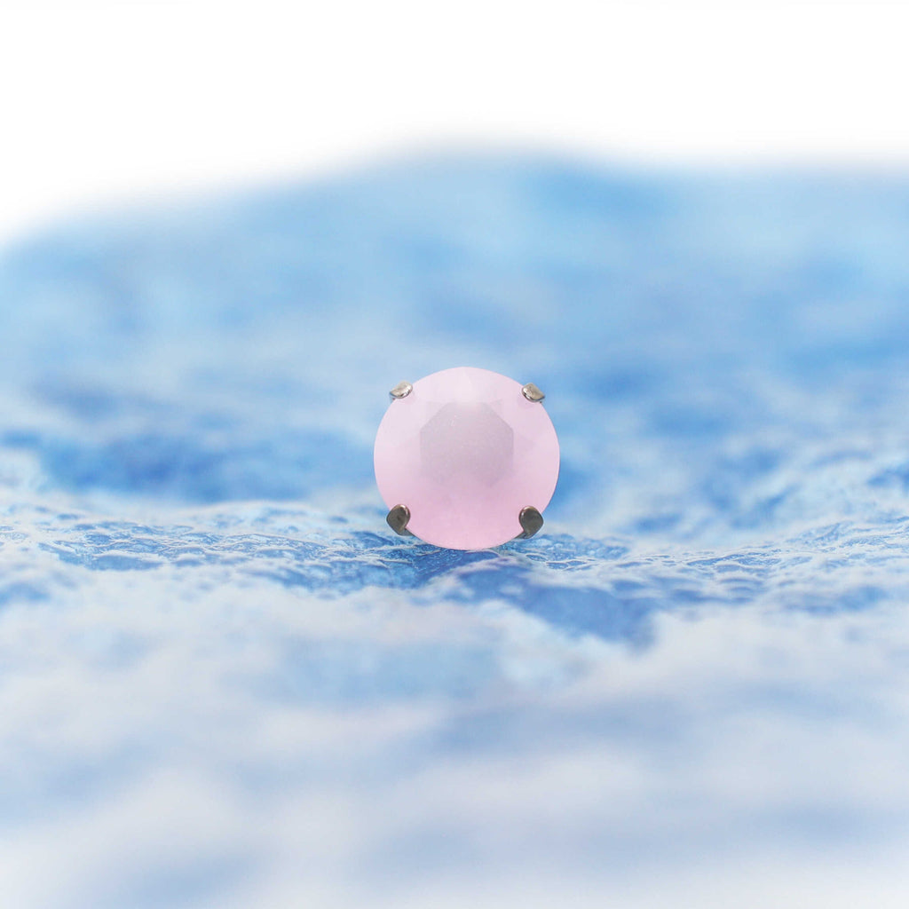 Satin Finish CZ Internally Threaded Titanium Studs - Satin Finish CZ Internally Threaded Titanium Studs - Pink / 6mm by CRUXJEWELRY